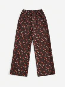 Soleia Ditsy Floral Print Straight Leg Pants - Coffee Brown - View 2