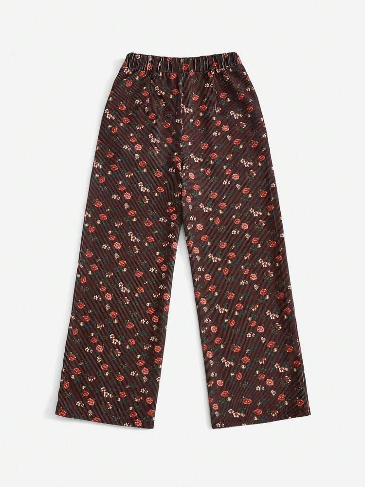 Ditsy Floral Print Straight Leg Pants