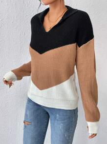 SHEIN Essnce Khối màu Thả vai Áo len - Nhiều màu - Xem 7