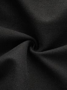 Flirla Kích thước lớn Khăn quàng Đôi ngực Hem xòe Len Áo khoác - màu đen - Xem 3