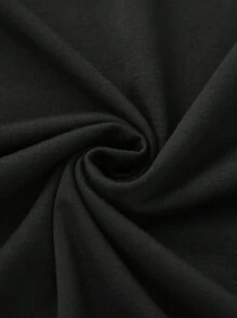 女性休閒復古帶口號圖形圓領短袖t恤 - 黑色 - 查看 4