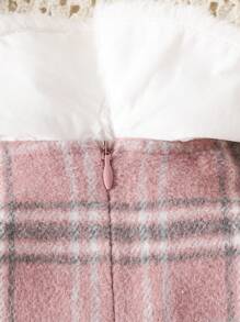 女嬰羊絨領口格紋洋裝