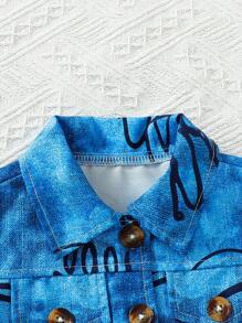 Baby Boy Letter Graphic Flap Detail Shirt & Pants - Multicolor - View 3