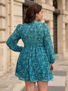 SHEIN Frenchy Hơn In Toàn bộ Tay áo lồng đèn Đầm - Nhiều màu - Xem 2