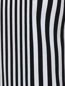 SHEIN LUNE Striped Print Twist Front Lantern Sleeve Dress - Black and White - View 7