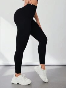 Easithlete Easithlete 宽腰带运动紧身裤健身紧身裤瑜伽女裤 - 黑色 - 查看 5