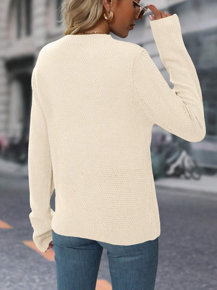 Solid Relaxed Fit Knit Pullover Fall Winter Sweater