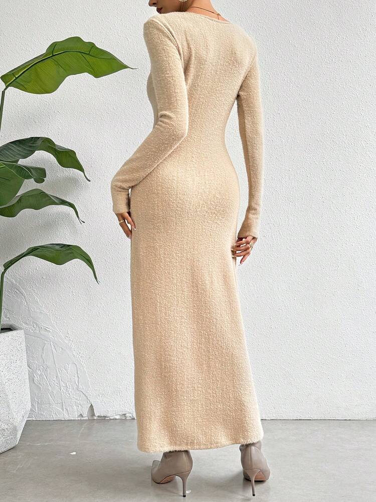 Solid Color Plush Dress