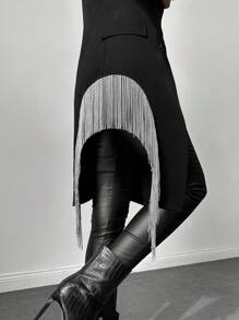 EURMUSE Turn-down Collar Double-breasted Blazer Jacket - Black - View 4