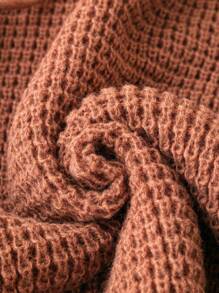 SHEIN LUNE Plus Raglan Sleeve Drawstring Hooded Sweater - Coffee Brown - View 4