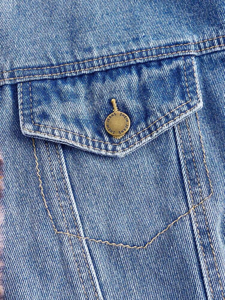 Women's Leopard Print Plush Patchwork Denim Jacket