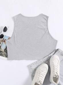 SHEIN Unity Chinese Dragon Graphic Tank Top - Light Grey - View 2