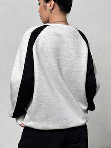 SHEIN Unity Sudadera con estampado de letra de manga raglán - Multicolor - Ver 2