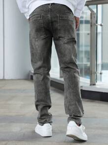 Men Slant Pocket Jeans - Grey - View 2