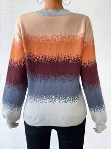 SHEIN Essnce Color Block Round Neck Sweater - Multicolor - View 2