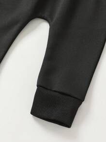 Baby Boy Slogan Graphic Pullover & Tie Waist Sweatpants