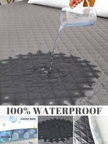 1片刷毛布料花紋防水床墊保護套 - 深灰色 - 查看 7