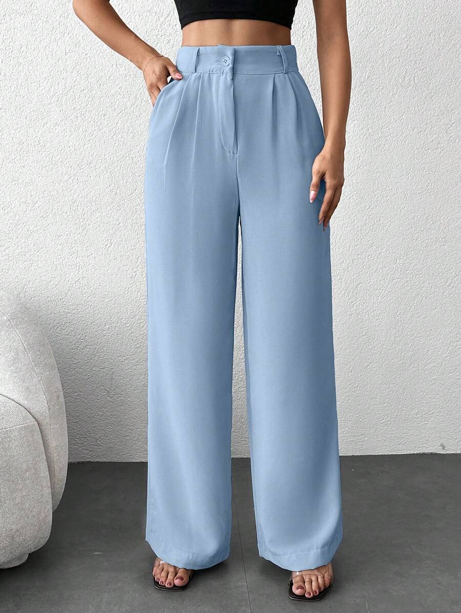 EURMUSE Women's Wide Leg Suit Pants - Grey - View 1