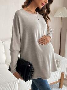 SHEIN Maternity Batwing Sleeve T-shirt - Khaki - View 4
