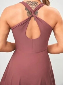 VARSITIE Thể thao Quần vợt Cơ bản Ngực Cúp Với Đầm - màu nâu - Xem 5