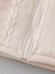 SHEIN Young Girl Solid Zip Up Hooded Padded Coat - Coffee Brown - View 6