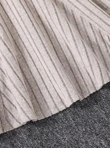 SHEIN Vestido De Niña Adolescente De Punto Acanalado Con Cuello Simulado Y Sin Cinturón