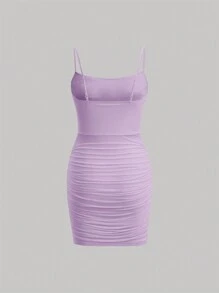 SHEIN MOD Solid Ruched Cami Bodycon Dress,Lavender Dress - Mauve Purple - View 2