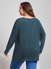 SHEIN Essnce Plus Size Simple T-shirt - Dusty Blue - View 2