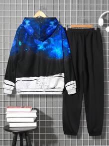 青少年男孩宇航員印花連帽衫和運動褲 - 彩色 - 查看 2