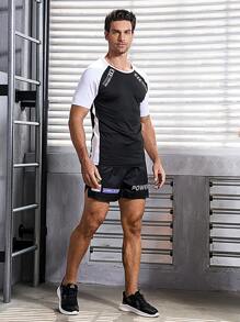 Manfinity Sport Corelite Men's Letter Print Drawstring Waist Sports Shorts Gym Shorts - Multicolor - View 5