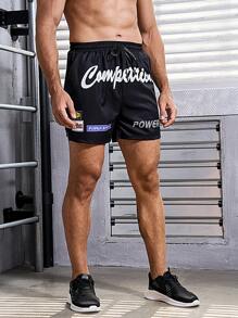 Manfinity Sport Corelite Men's Letter Print Drawstring Waist Sports Shorts Gym Shorts - Multicolor - View 7