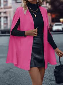 SHEIN Clasi Cloak Sleeve Open Front Cape Blazer - Hot Pink - View 4