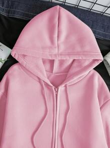 INAWLY Zip Up Drawstring Thermal Lined Hoodie,Long Sleeve Tops Graduation,Back To School Outfits,Graduation,Teacher Outfits For Women,Back To School Pullover Fall Outfit - Pink - View 3
