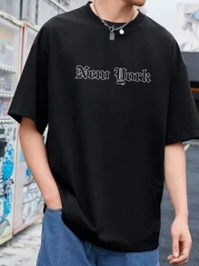 Manfinity Hypemode Men Plus Letter Graphic Tee - Black - View 1