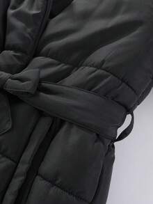 SHEIN 小女孩秋冬中長保暖外套休閒收腰套裝設計新款到貨 - 黑色 - 查看 7
