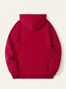 Manfinity EMRG Men Bear Print Kangaroo Pocket Drawstring Hoodie
