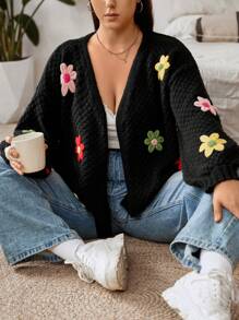 Sunspun Áo len cardigan hở vai họa tiết hoa nổi cỡ lớn, áo len hoa mùa đông cho nữ Áo len cardigan Áo len cardigan nữ Áo len cardigan Áo len cardigandazy Áo len cardigan Áo len mùa thu cho nữ Thu - màu đen - Xem 5