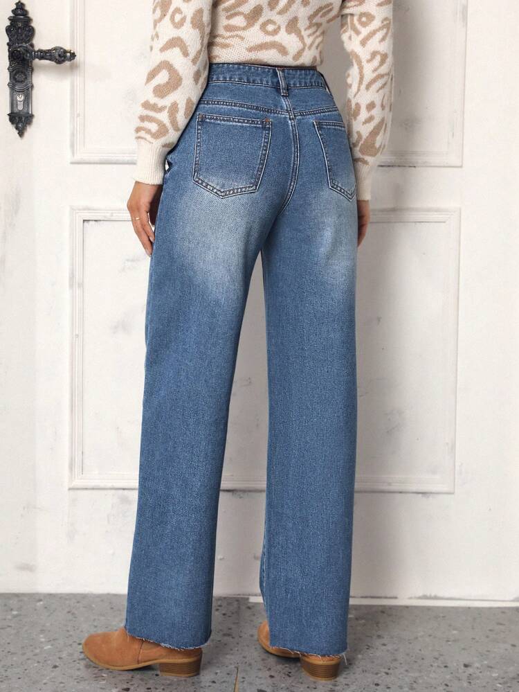 High Waist Straight Leg Jeans