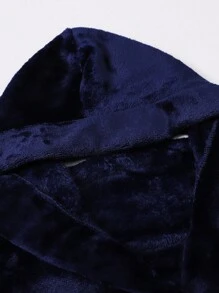 Young Boy Solid Hooded Belted Flannel Robe