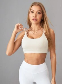 Menodora SHEIN Sport Criss Cross Backless Sports Bra - Apricot - View 4