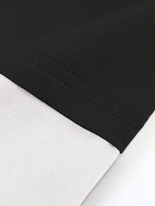 ROMWE MEN Goth Spring/Summer Casual Graphic Men'S Cross & Letter Printed T-Shirt For Halloween, School, Rave, For Fall, 2000S Style, Long Sleeve Top - Black and White - View 4