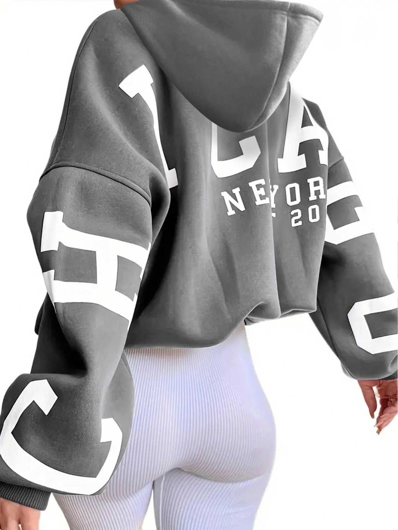 Women's Letter Print Hooded Sweatshirt sz2310309985523492