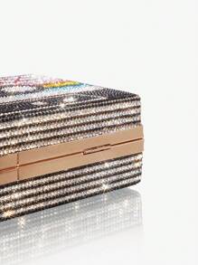 SHEIN SXY Women's Radio Shaped Clutch Bag Decorated With Rhinestones Valentines - Multicolor - View 7