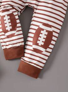 Baby Boy Graphic Print Bodysuit & Striped Sweatpants & Hat