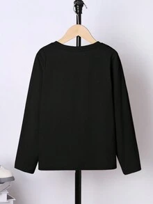 SHEIN Cậu bé Tween Đồ họa Khẩu hiệu Áo thun - màu đen - Xem 2