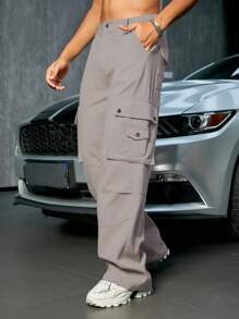 Men Flap Pocket Side Cargo Pants - Apricot - View 5