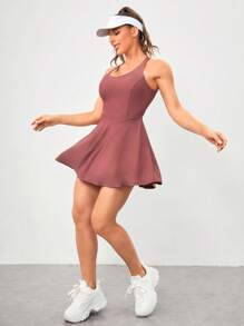 VARSITIE Thể thao Quần vợt Cơ bản Ngực Cúp Với Đầm - màu nâu - Xem 2