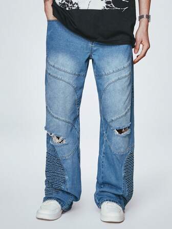 Street Life Jeans De Bolsillo Desgastado Para Hombres