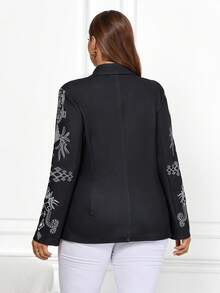 SHEIN Clasi Kích thước lớn In Hình học DOUBLE-BREASTED Áo vest - màu đen - Xem 2