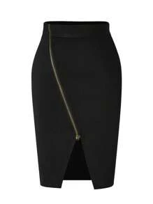 SHEIN Unity 加大碼半身裙 - 黑色 - 查看 1